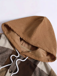 Hooded Plaid Shirt Jacket Men's Corduroy – Casual Layering, Fall Gift