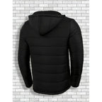 Hooded Puffer Jacket Men's Black Quilted Zip-Up Coat – Casual, Winter Outerwear