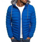 Hooded Puffer Jacket Men's Quilted Zip-Up – Casual Winter Coat, Warm Outdoor Wear
