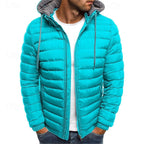 Hooded Puffer Jacket Men's Quilted Zip-Up – Casual Winter Coat, Warm Outdoor Wear