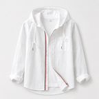 Hooded Shirt Jacket Men's Cotton Zip-Up Light Blue – Casual, Everyday Wear