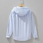 Hooded Shirt Jacket Men's Cotton Zip-Up Light Blue – Casual, Everyday Wear