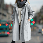 Hooded Trench Coat Women's Long Jacket with Pockets – Casual, Office