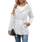 Hooded Utility Coat Women's Army Green Zip-Up Jacket – Casual, Office
