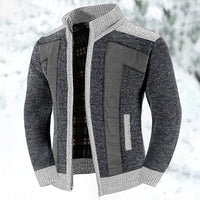 Knit Cardigan Sweater Men's Zip-Up Jacket with Chest Pocket – Casual, Office