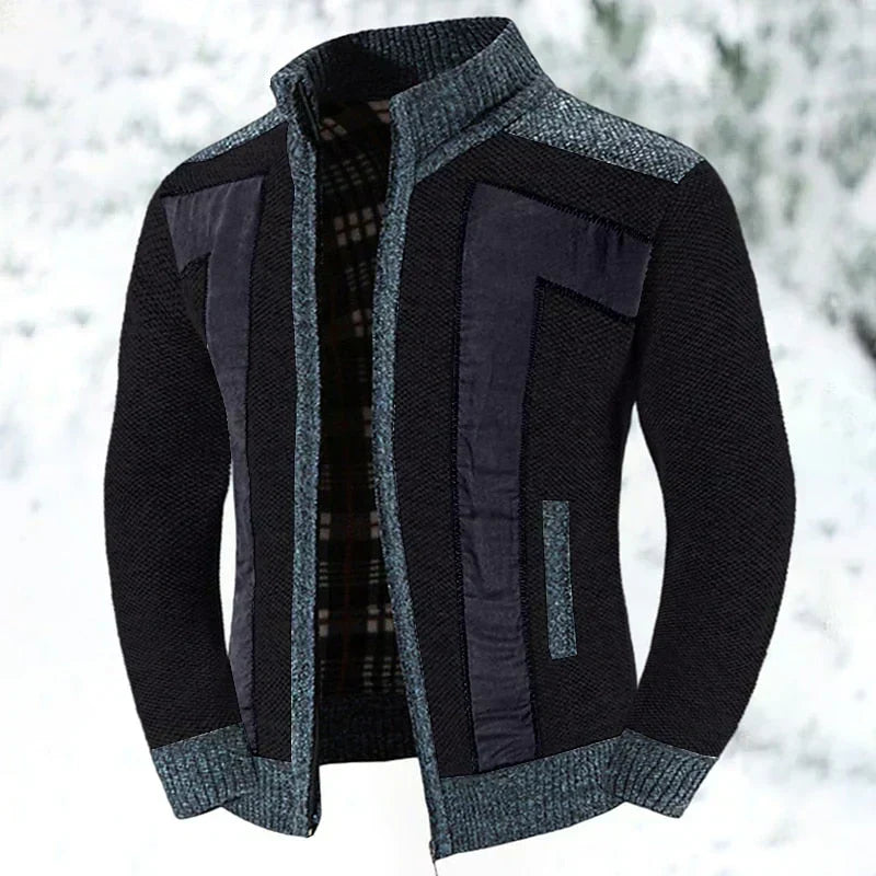 Knit Cardigan Sweater Men's Zip-Up Jacket with Chest Pocket – Casual, Office