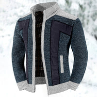 Knit Cardigan Sweater Men's Zip-Up Jacket with Chest Pocket – Casual, Office