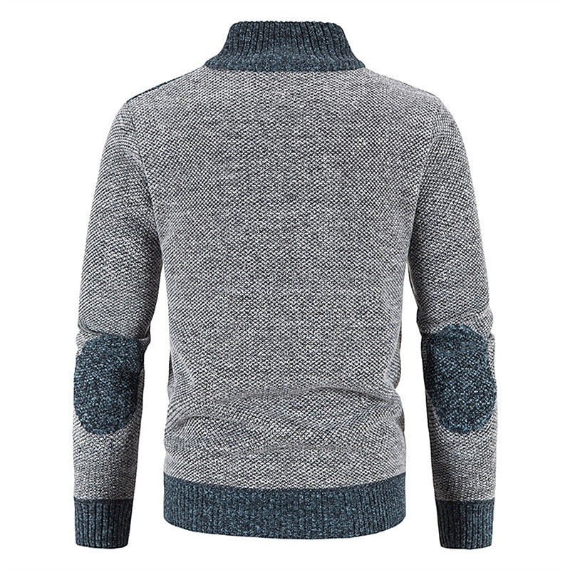 Knit Cardigan Sweater Men's Zip-Up Jacket with Chest Pocket – Casual, Office