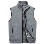 Knit Sweater Vest Men's Zip-Up Fleece Lined Gray – Casual, Office