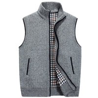 Knit Sweater Vest Men's Zip-Up Fleece Lined Gray – Casual, Office