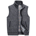 Knit Sweater Vest Men's Zip-Up Fleece Lined Gray – Casual, Office