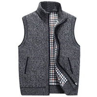 Knit Sweater Vest Men's Zip-Up Fleece Lined Gray – Casual, Office