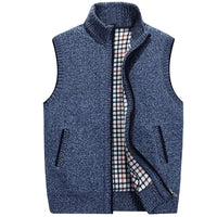 Knit Sweater Vest Men's Zip-Up Fleece Lined Gray – Casual, Office