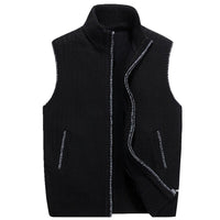 Knit Sweater Vest Men's Zip-Up Fleece Lined Gray – Casual, Office