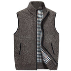 Knit Sweater Vest Men's Zip-Up Fleece Lined Gray – Casual, Office
