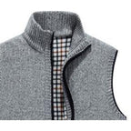 Knit Sweater Vest Men's Zip-Up Fleece Lined Gray – Casual, Office