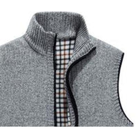Knit Sweater Vest Men's Zip-Up Fleece Lined Gray – Casual, Office