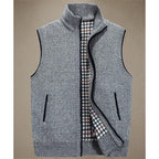 Knit Sweater Vest Men's Zip-Up Fleece Lined Gray – Casual, Office