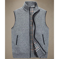 Knit Sweater Vest Men's Zip-Up Fleece Lined Gray – Casual, Office