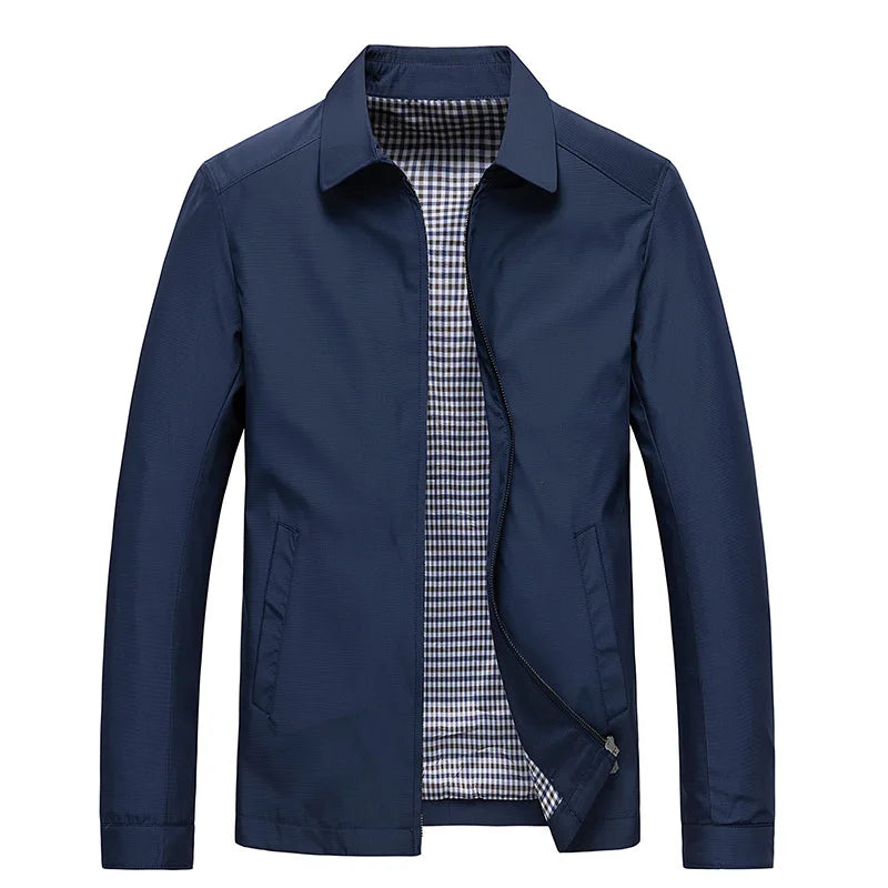 Men's Lightweight Zip Jacket Black Plaid-Lined – Casual, Office