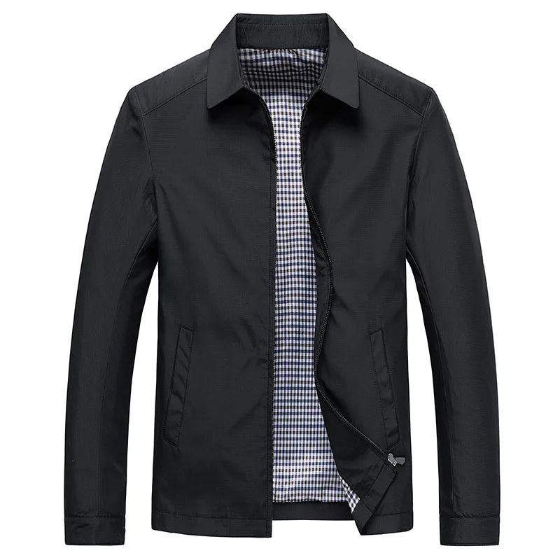 Men's Lightweight Zip Jacket Black Plaid-Lined – Casual, Office