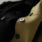 Long Coat Women's Wool Blend Olive Green with Pockets – Casual, Office