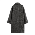 Long Coat Women's Textured Notch Lapel Single-Breasted – Office, Casual
