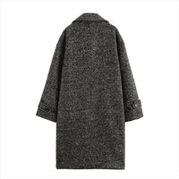 Long Coat Women's Textured Notch Lapel Single-Breasted – Office, Casual