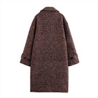 Long Coat Women's Textured Notch Lapel Single-Breasted – Office, Casual