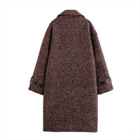 Long Coat Women's Textured Notch Lapel Single-Breasted – Office, Casual
