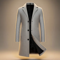 Gray Long Overcoat Men's Single-Breasted – Office, Holiday