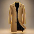 Gray Long Overcoat Men's Single-Breasted – Office, Holiday