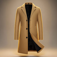 Gray Long Overcoat Men's Single-Breasted – Office, Holiday