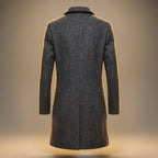 Gray Long Overcoat Men's Single-Breasted – Office, Holiday