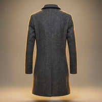 Gray Long Overcoat Men's Single-Breasted – Office, Holiday