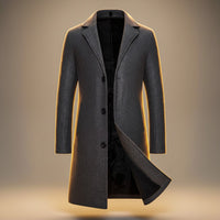 Gray Long Overcoat Men's Single-Breasted – Office, Holiday