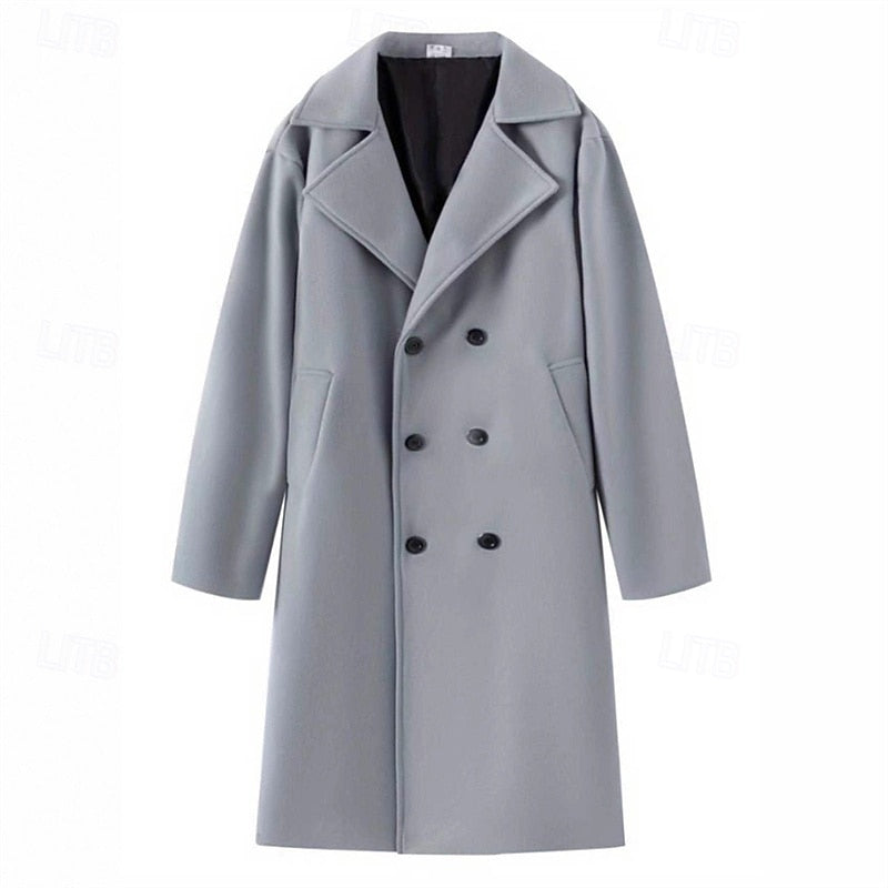 Men's Double-Breasted Gray Trench Coat – Office, Casual