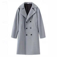 Men's Double-Breasted Gray Trench Coat – Office, Casual