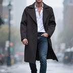 Men's Double-Breasted Gray Trench Coat – Office, Casual