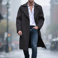 Men's Double-Breasted Gray Trench Coat – Office, Casual