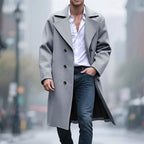 Men's Double-Breasted Gray Trench Coat – Office, Casual