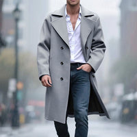Men's Double-Breasted Gray Trench Coat – Office, Casual