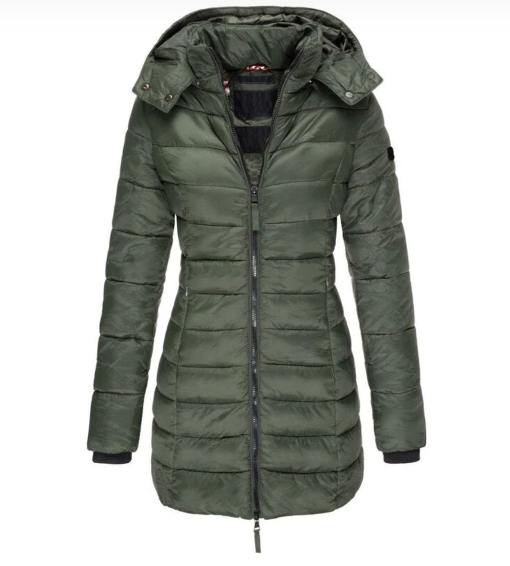 Long Puffer Jacket Women's Hooded Navy Blue – Casual, Winter Outdoor