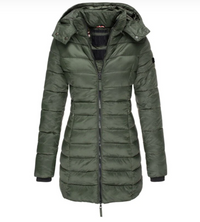 Long Puffer Jacket Women's Hooded Navy Blue – Casual, Winter Outdoor