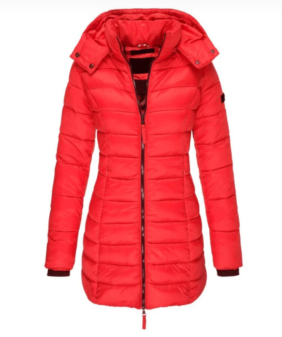 Long Puffer Jacket Women's Hooded Navy Blue – Casual, Winter Outdoor