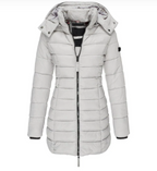 Long Puffer Jacket Women's Hooded Navy Blue – Casual, Winter Outdoor