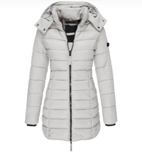 Long Puffer Jacket Women's Hooded Navy Blue – Casual, Winter Outdoor