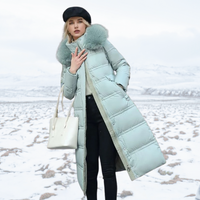Khaki Long Puffer Parka Coat Faux Fur Hood – Winter, Casual