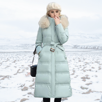 Khaki Long Puffer Parka Coat Faux Fur Hood – Winter, Casual
