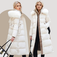 Khaki Long Puffer Parka Coat Faux Fur Hood – Winter, Casual